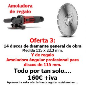 Oferta 3: 14 Discos Diamante General Obra 115mm. Regalo Amoladora.