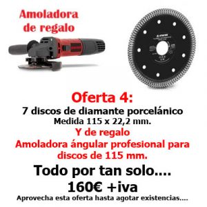 Oferta 4: 7 Discos Diamante Porcelánico 115mm. Regalo Amoladora.