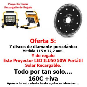 Oferta 5: 7 Discos Diamante Porcelánico 115mm. Regalo Proyector Solar.