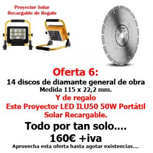 Oferta 6: 14 Discos Diamante General Obra 115mm. Regalo Proyector Solar.
