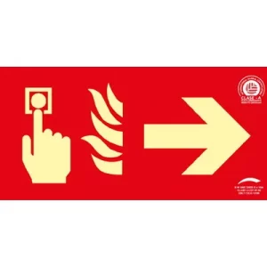 Señal Clase A Extinción Pulsador Alarma Flecha Derecha 32x16cm