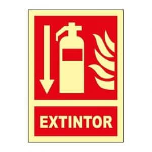 Señal Clase B Extintor Flecha Inferior A4
