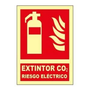 Señal Clase B Extintor CO2 y Riesgo Eléctrico A4