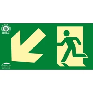 Señal Clase A Evacuación Salida Puerta Abajo Izquierda 320x160mm