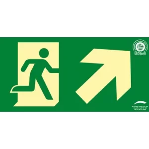 Señal Clase A Evacuación Salida Puerta Arriba Derecha 320x160mm