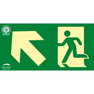 Señal Clase A Evacuación Salida Puerta Arriba Izquierda 320x160mm