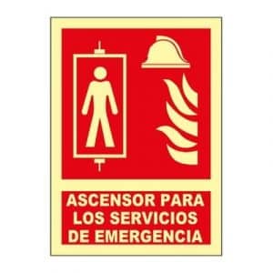 Señal Clase B Ascensor para Servicios Emergencia A4
