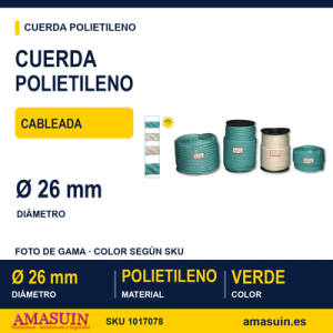 Cuerda Polietileno Cableada 26mm. Verde.