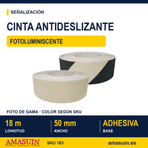 Cinta Antideslizante 50mmx18m Fotoluminiscente.
