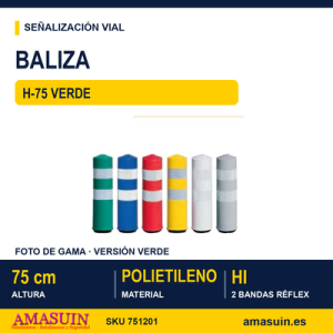 Baliza H-75 Verde Flexible.
