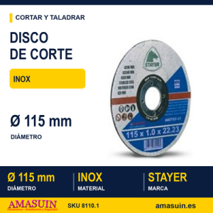 Disco Corte Inoxidable 115mm. Stayer.