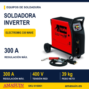 Soldadora Inverter Electromig 330 Wave Hilo Multifunción.