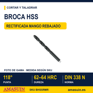 Broca HSS Rectificada Mango Rebajado.