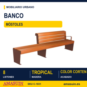 Banco Móstoles Respaldo Acero y Madera Tropical