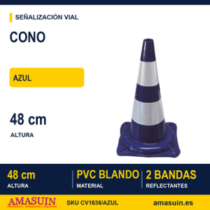Cono PVC Blando 48cm Azul.