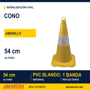 Cono 54cm Amarillo PVC Blando