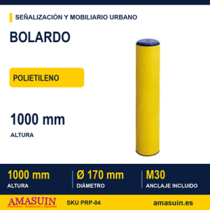 Bolardo Polietileno 170x1000mm Amarillo