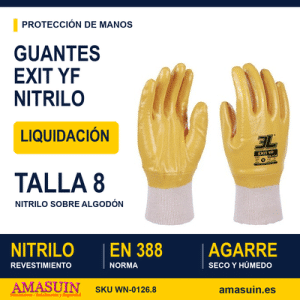 Guantes Exit YF Nitrilo Nudillos Talla 8.