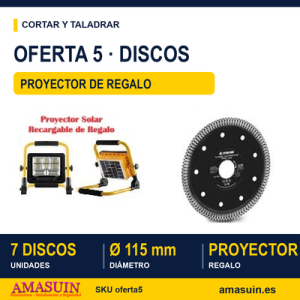 Oferta 5: 7 Discos Diamante Porcelánico 115mm. Regalo Proyector Solar.
